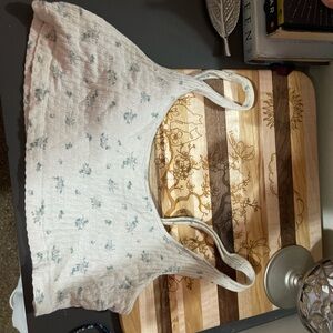 Floral White and Blue Women's Top